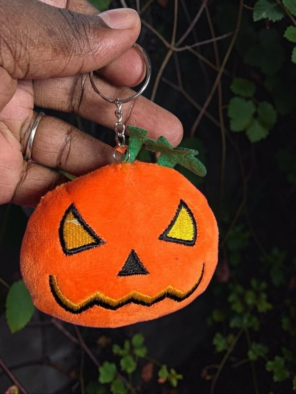 Plush Orange Pumpkin Keychain - Cute Halloween Accessory